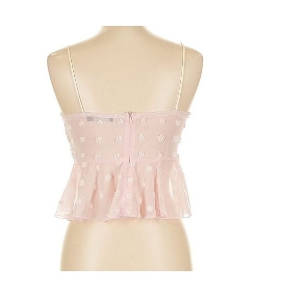 Women's Large Cami Tank Crop Top Pink w/ Ruffle Double Crazy Sweetheart - Picture 2 of 2